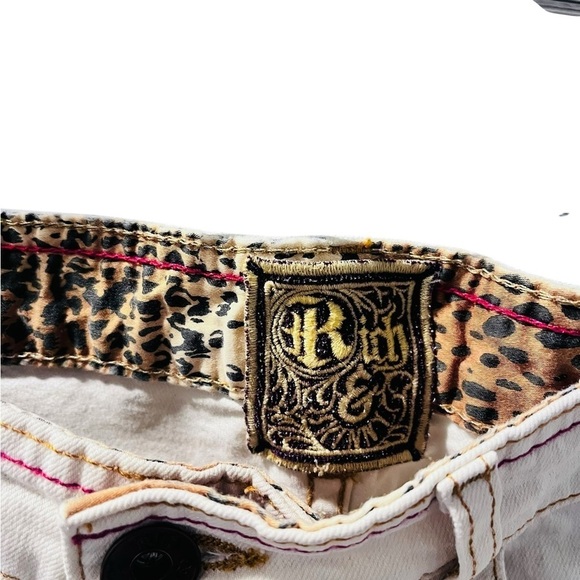 Rich & Skinny Off White Distressed Paint Splattered Shorts Size 27 Cheetah USA - Picture 2 of 8